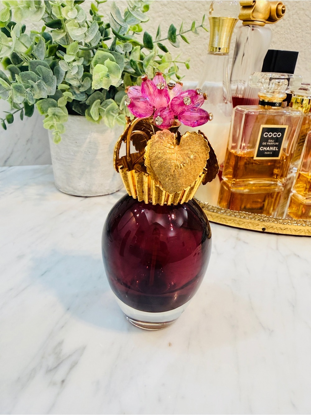 Vintage Irice Amethyst Glass Perfume Bottle